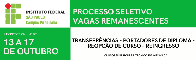 Vagas remanescentes 1º semestre 2026